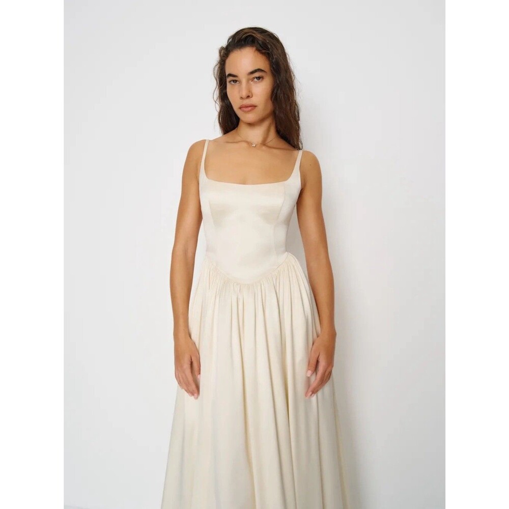 Reformation Liz Silk Dress Ivory White Wedding Bridal Gown Maxi Size 8 NEW - Picture 6 of 14